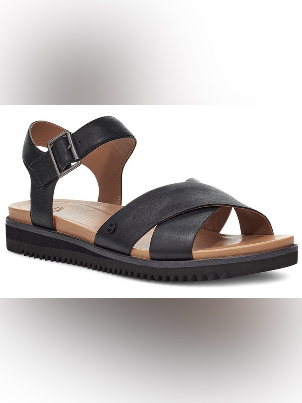 UGG Zoie Black Strappy Leather Sandals Size US 9.5 UK 7.5 EU 40.5